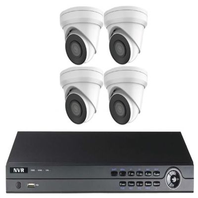 CCTVWHOLESALEOUTLET Home & Business Plug & Play NVR Kit 4K 4CH NVR with 1TB HDD + 4 Outdoor 2MP 2.8mm Lens Turret Cameras, Built-in Mics