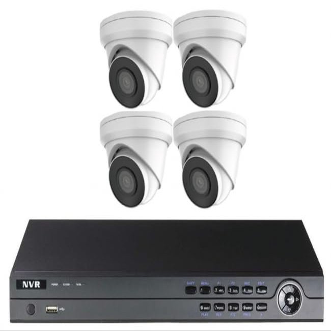 CCTVWHOLESALEOUTLET Home & Business Plug & Play NVR Kit  4K 4CH NVR with 1TB HDD + 4 Outdoor 2MP 2.8mm Lens Turret Cameras, Built-in Mics