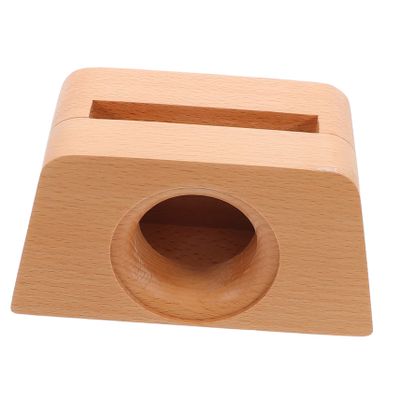 COHEALI Wooden Phone Amplifier Stand for Desk Unique Trapezoidal Design Handmade Wood Cellphone Holder for Clearer Sound Multi-Functional Office Decor