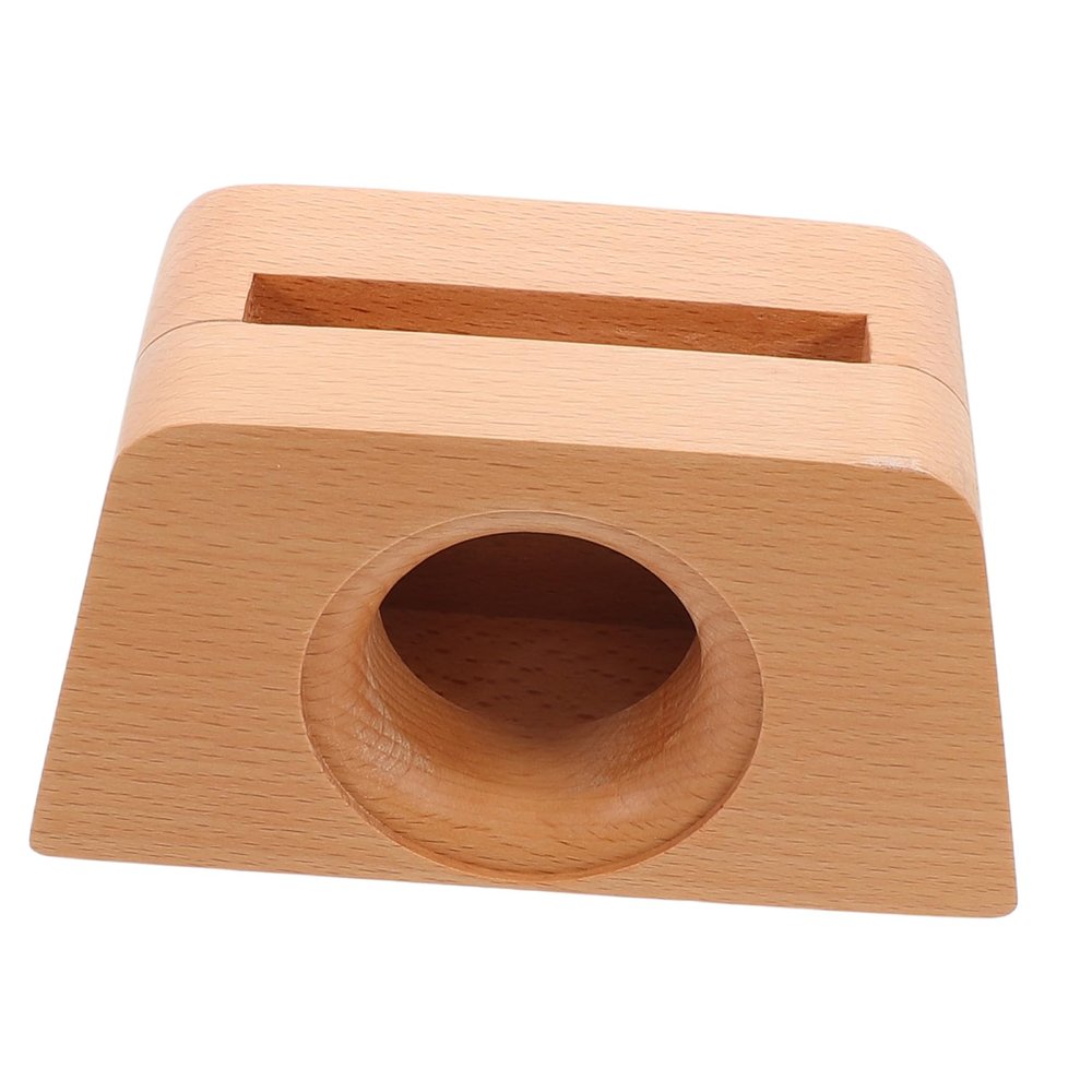COHEALI Wooden Phone Amplifier Stand for Desk Unique Trapezoidal Design Handmade Wood Cellphone Holder for Clearer Sound Multi-Functional Office Decor