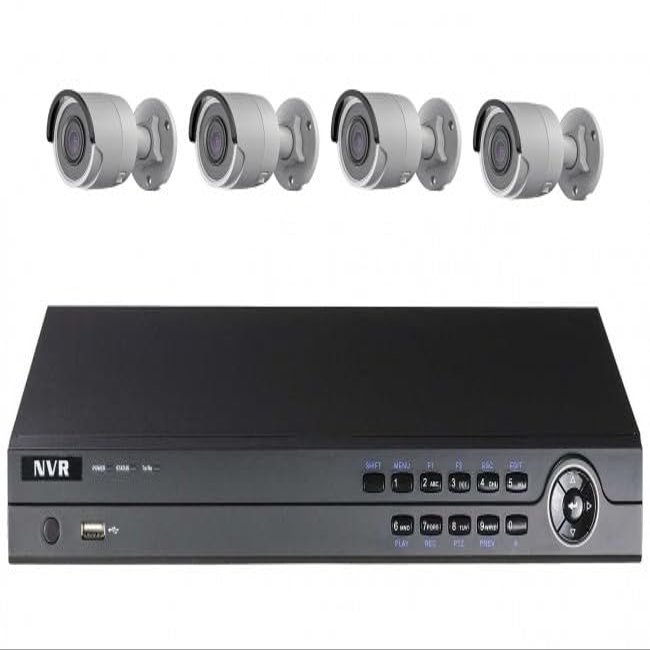 CCTVWHOLESALEOUTLET 4-Channel NVR Surveillance Kit with 1TB HDD and 4mm Fixed Lens 4 Outdoor IP Bullet Cameras, 2MP EXIR IR Night Vision