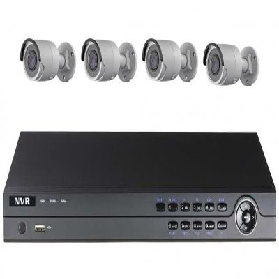 CCTVWHOLESALEOUTLET 4-Channel NVR Surveillance Kit with 1TB HDD and 2.8mm Fixed Lens 4 Outdoor IP Bullet Cameras, 2MP EXIR IR Night Vision