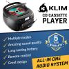 KLIM CD Player & Cassette Tape Player with Case, Bluetooth Boombox, AM/FM Radio, Stereo Sound, Remote, CD and Cassette Combo, Tape Recording, USB Drive, AUX, AC/DC Powered view 2