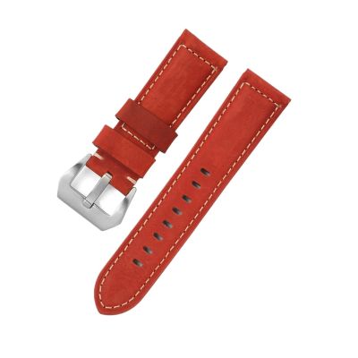 HMFang 20mm 22mm 24mm 26mm Matte Genuine Leather Watch Strap Oil Wax Cowhide Watch Band Retro Crazy Horse Wristband(Crazy Horse Red,26mm)