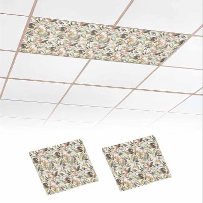EwdeWwo Summer 2 Pcs Fluorescent Light Covers for Ceiling Lights, Abstract Plant Vintage Leaves Magnetic Light Filters for Eliminate Harsh Glare Classroom Office Decoration, 4 x 2 Ft