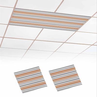 EwdeWwo Retro 2 Pcs Fluorescent Light Covers for Ceiling Lights, Orange and Gray Stripes Magnetic Light Filters for Eliminate Harsh Glare Classroom Office Decoration, 4 x 2 Ft