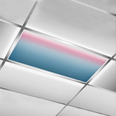 EwdeWwo Gradient 1 Pcs Fluorescent Light Covers for Ceiling Lights, Blue Pink Grey Omber Stripe Magnetic Light Filters for Eliminate Harsh Glare Classroom Office Decoration, 4 x 2 Ft