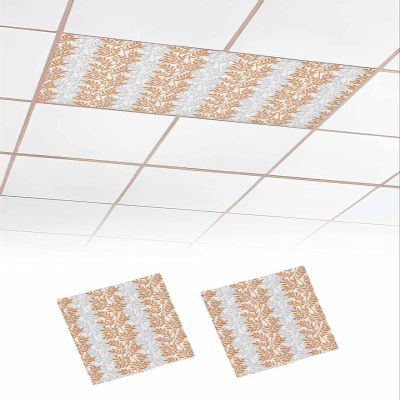 EwdeWwo Abstract Style 2 Pcs Fluorescent Light Covers for Ceiling Lights, Plants Orange and Gray Gradient Leaves Magnetic Light Filters for Eliminate Harsh Glare Classroom Office Decoration, 4 x 2 Ft