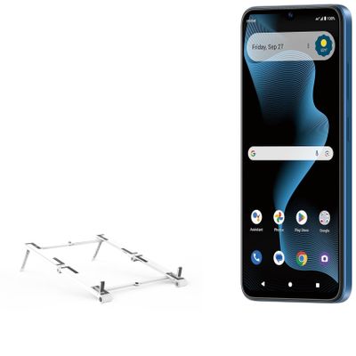 BoxWave Stand and Mount Compatible with Cricket Magic 2 5G - Pocket Aluminum Stand 3-in-1, Portable Multi Angle Viewing Riser - Metallic Silver