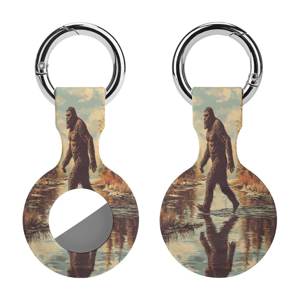 Bigfoot Sasquatch Walking Tracker Holder Cover Shockproof Protective Case with Keychain Compatible with Air Tag 1PCS