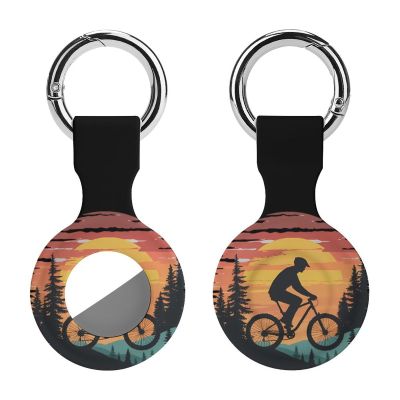Funny Bike Riding Rider Tracker Holder Cover Shockproof Protective Case with Keychain Compatible with Air Tag 1PCS