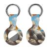 Beer Cat Tracker Holder Cover Shockproof Protective Case with Keychain Compatible with Air Tag 1PCS view 1