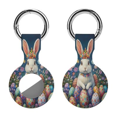Easter Bunny Egg Tracker Holder Cover Shockproof Protective Case with Keychain Compatible with Air Tag 1PCS