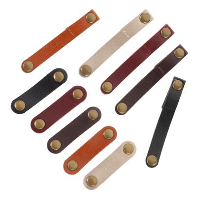 DIYEAH 10pcs Leather Earphone Cable Straps Mixed Color Wire Ties Management for Earphones Usb Cords and More Compact Cord Organizer for Travel and Home Use