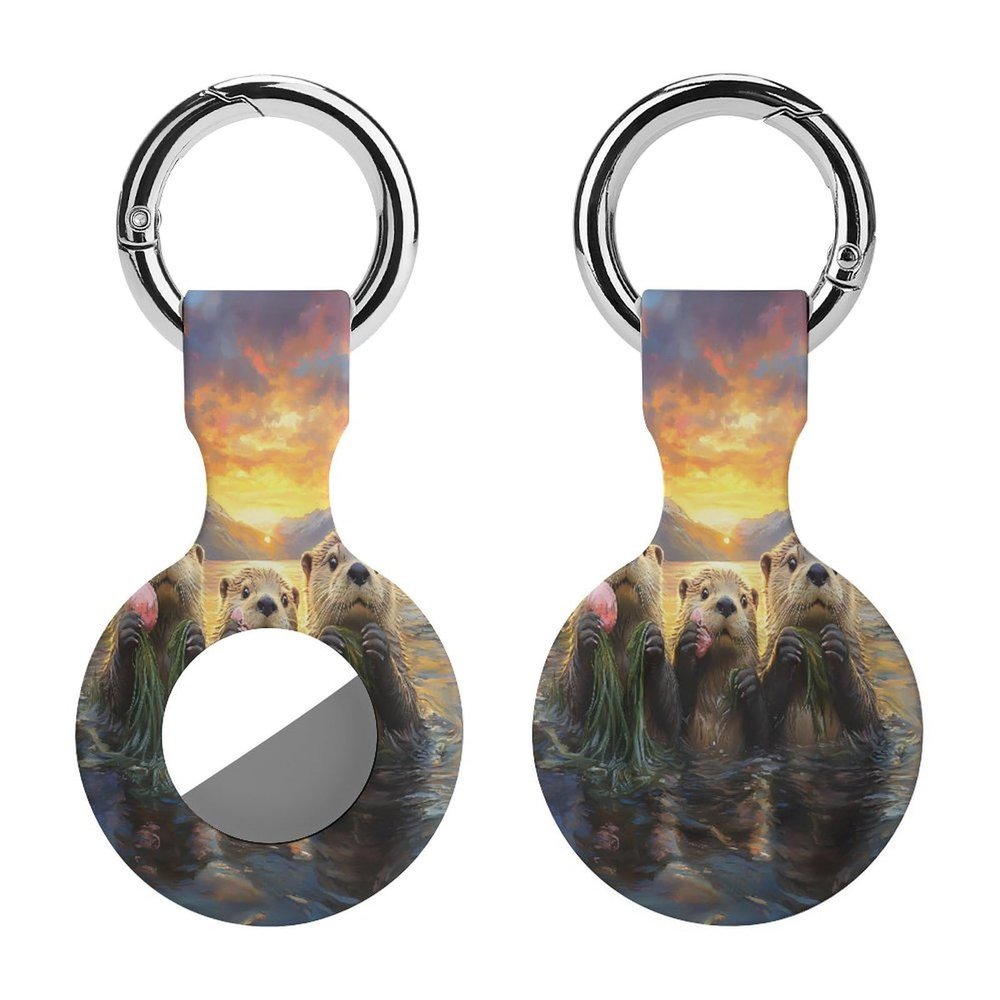 Three Otters Tracker Holder Cover Shockproof Protective Case with Keychain Compatible with Air Tag 1PCS
