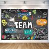 10X10ft Teamwork Photo Backdrop Photography Background, Crime Scene Office Sketch Notes Graffiti Chalkboard Backdrops Photo Booth Prop Decorations Banner Balloons Wall Decor Tablecloth view 1