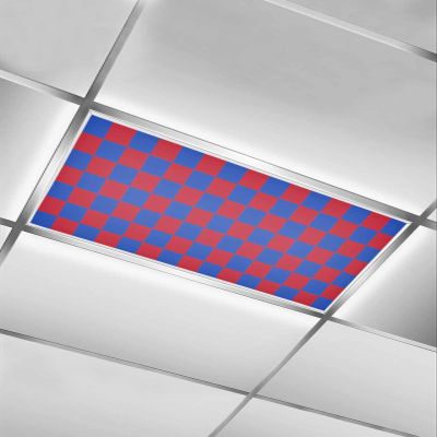 EwdeWwo Independence Day 1 Pcs Fluorescent Light Covers for Ceiling Lights, Blue Red Abstract Buffalo Plaid Magnetic Light Filters for Eliminate Harsh Glare Classroom Office Decoration, 4 x 2 Ft