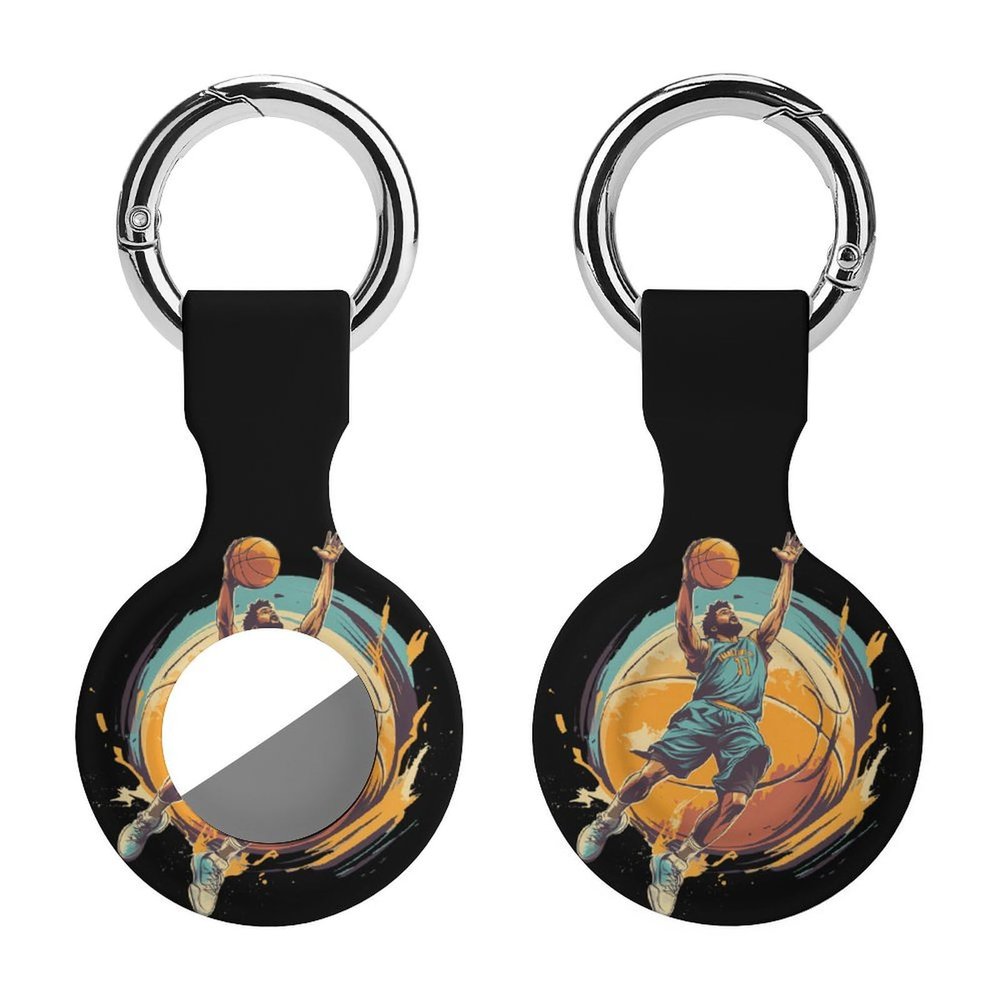 Cool Basketball Player Tracker Holder Cover Shockproof Protective Case with Keychain Compatible with Air Tag 1PCS