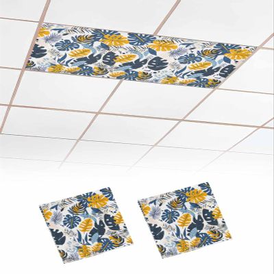 EwdeWwo Botanical 2 Pcs Fluorescent Light Covers for Ceiling Lights, Summer Abstract Leaves Magnetic Light Filters for Eliminate Harsh Glare Classroom Office Decoration, 4 x 2 Ft