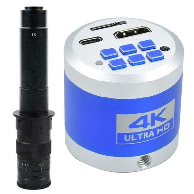 4K 1080P HDMI Type-c PC Industrial Video Microscope Camera TF Card Storage Video Recorder & 300X C-Mount Lens for Phone Repair
