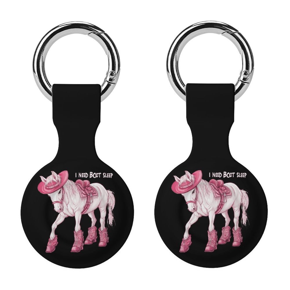 Boot Horse Tracker Holder Cover Shockproof Protective Case with Keychain Compatible with Air Tag 2PCS