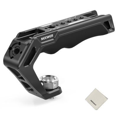 NEEWER Camera Top Handle with 3/8" for ARRI, Comfort Silicone Hand Grip with 1/4" 3/8" Threads, Cold Shoes, Cleaning Cloth Compatible with SmallRig Handles Camera Cages Video Rigs, CA007