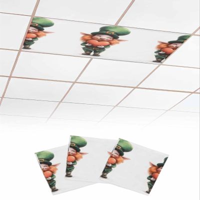 EwdeWwo St. Patrick's Day 3 Pcs Fluorescent Light Covers for Ceiling Lights, Love Heart Leprechauns Magnetic Light Filters for Eliminate Harsh Glare Classroom Office Decoration, 4 x 2 Ft