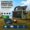 Emergency Weather Radio for Power Outages & Hurricanes, 12000mAh Hand Crank Solar Radio with 8500mm Solar Panel, NOAA AM/FM Alerts, 5W Flashlight & SOS, Army Green for Camping, RV, Hiking & Survival view 3