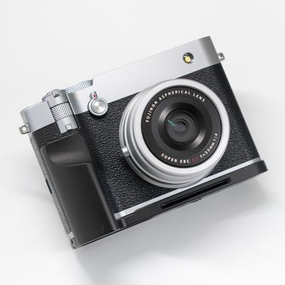 Handmade Wood Hand Grip L Plate Alloy Base for Fu ji Film GFX100RF Camera Holder (Black Grip + Black Base)