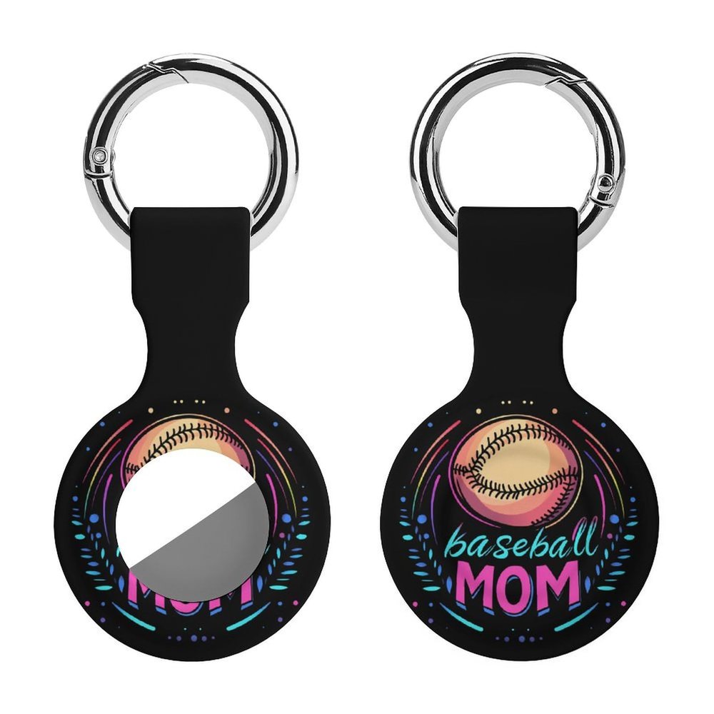 Baseball Mom Tracker Holder Cover Shockproof Protective Case with Keychain Compatible with Air Tag 1PCS