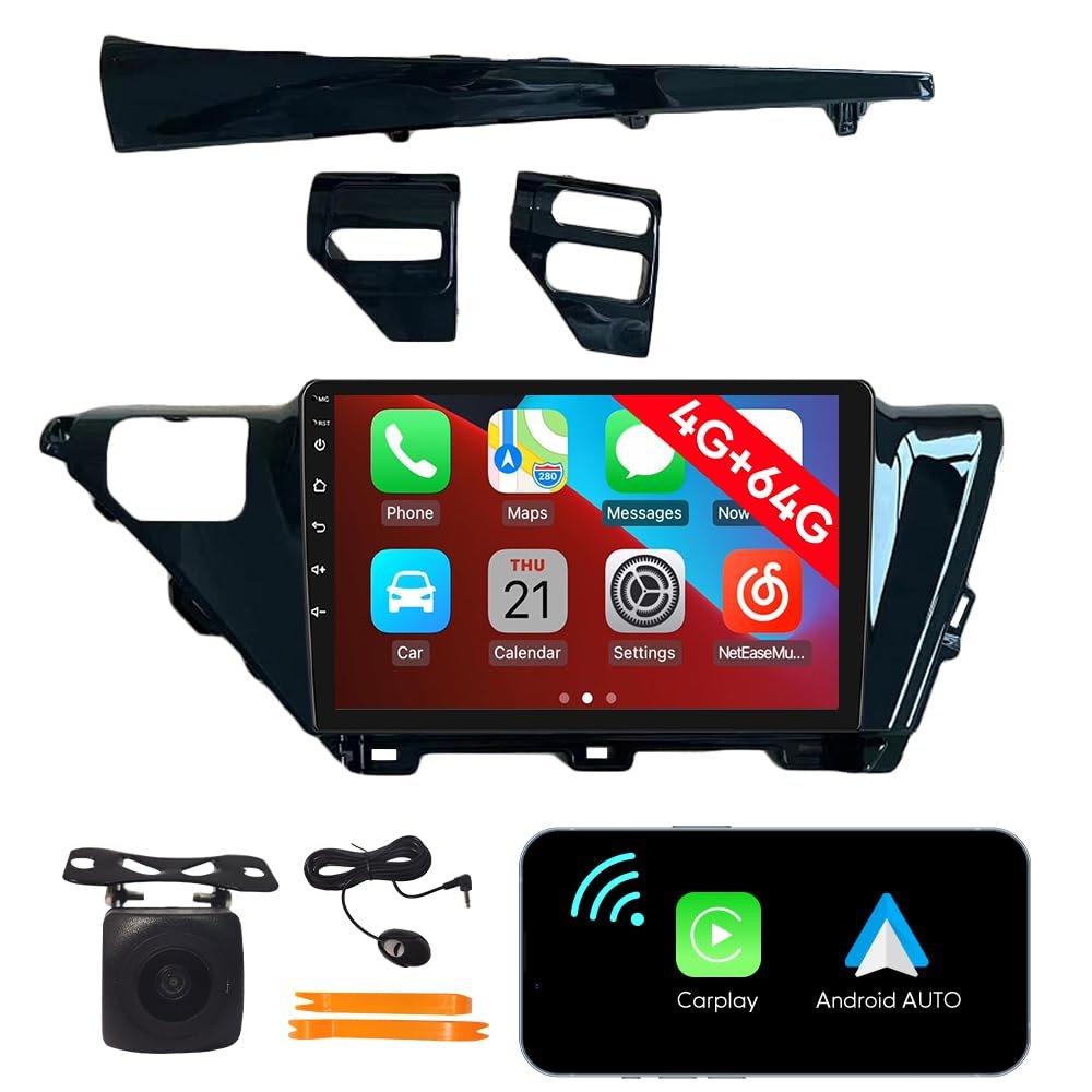 [4G 64G] Android Car Stereo FM Radio Carplay Android Auto 10.1" Touchscreen Headunit Media Player with Backup Camera for Toyota Camry 2017 2018 2019 2020 2021 RHD