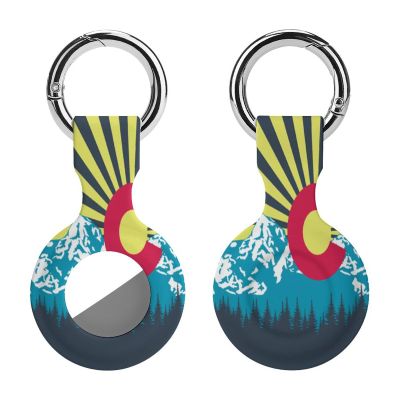 Colorado Flag Tracker Holder Cover Shockproof Protective Case with Keychain Compatible with Air Tag 1PCS