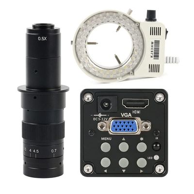 Microscope 14MP 1080P HDMI VGA Digital Video Microscope Camera 100X 130X 180X 200X 300X 500X C Mount Lens(with 180X LED Light)