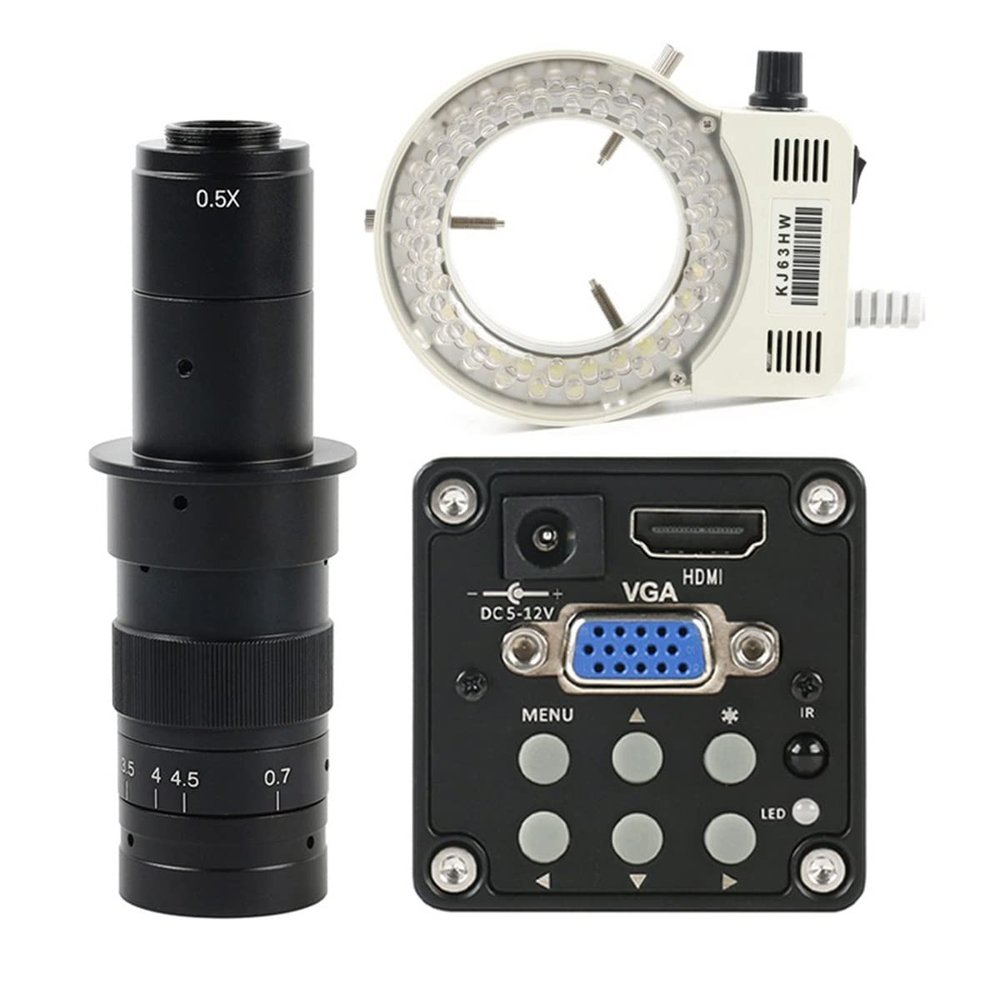 Microscope 14MP 1080P HDMI VGA Digital Video Microscope Camera 100X 130X 180X 200X 300X 500X C Mount Lens(with 180X LED Light)