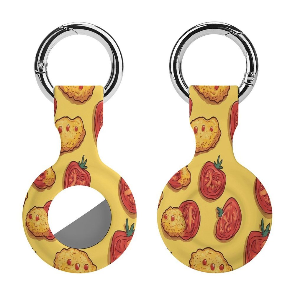 Funny Chicken Nuggets Tracker Holder Cover Shockproof Protective Case with Keychain Compatible with Air Tag 1PCS