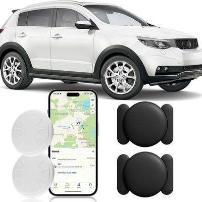 GPS Car Tracker,No Monthly Fee Tracker Device for Vehicles,Car GPS Tracker Work with Apple Find My(iOS Only),Mini Hidden Car Tracker with Magnetic Case (Black,2PCS)
