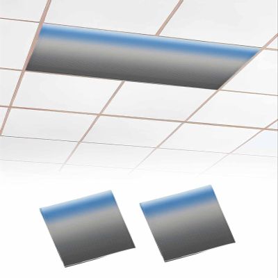 EwdeWwo Gradient 2 Pcs Fluorescent Light Covers for Ceiling Lights, Blue Grey Omber Stripe Magnetic Light Filters for Eliminate Harsh Glare Classroom Office Decoration, 4 x 2 Ft