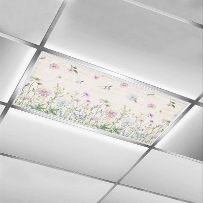 EwdeWwo Plants 1 Pcs Fluorescent Light Covers for Ceiling Lights, Vintage Wildflowers Magnetic Light Filters for Eliminate Harsh Glare Classroom Office Decoration, 4 x 2 Ft