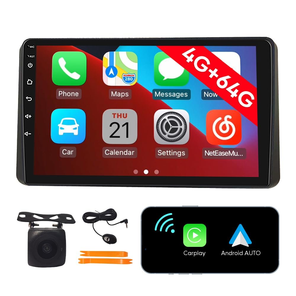 [4G 64G] Android Car Stereo FM Radio Carplay Android Auto 10.1" Touchscreen Headunit Media Player with Backup Camera for Kia Sportage 2021