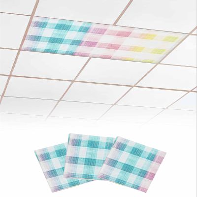 EwdeWwo Easter 3 Pcs Fluorescent Light Covers for Ceiling Lights, Colored Buffalo Plaid Magnetic Light Filters for Eliminate Harsh Glare Classroom Office Decoration, 4 x 2 Ft