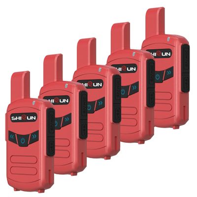 5 Pack A5 Mini Walkie Talkie USB-C Charging UHF 400-470Mhz Handheld Radio Scrambler Wireless Replication Two Way Radio (Red)