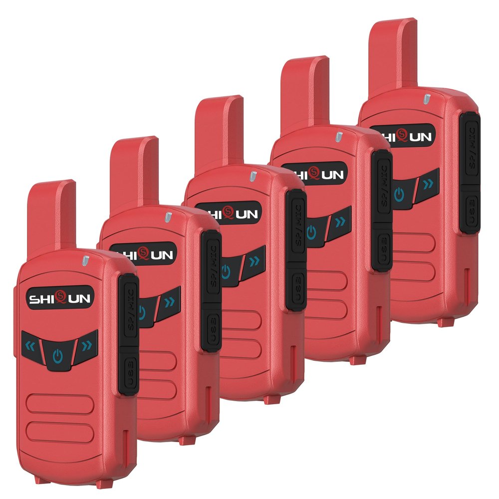 5 Pack A5 Mini Walkie Talkie USB-C Charging UHF 400-470Mhz Handheld Radio Scrambler Wireless Replication Two Way Radio (Red)