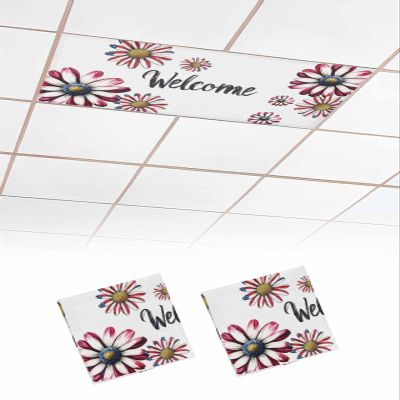 EwdeWwo Independence Day 2 Pcs Fluorescent Light Covers for Ceiling Lights, Daisy Flower Magnetic Light Filters for Eliminate Harsh Glare Classroom Office Decoration, 4 x 2 Ft