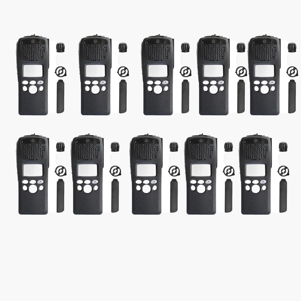 10 Pack XTS2500 Model 2 Radio Housing Case Kit Replacement - Complete Front Cover Assembly with Keypad, Dust Cover & 2 Knob Caps | Limited-Keypad Black Industrial Shell Buttons & Accessories