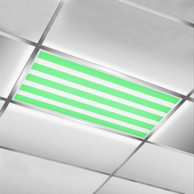 EwdeWwo Striped 1 Pcs Fluorescent Light Covers for Ceiling Lights, Green Magnetic Light Filters for Eliminate Harsh Glare Classroom Office Decoration, 4 x 2 Ft