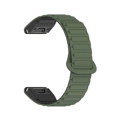 20mm 22mm 26mm QuickFit Silicone Magnetic Strap for Garmin Fenix 8 7X 7 7S Fenix 5X 5S Plus 3HR(Green Black,20mm)