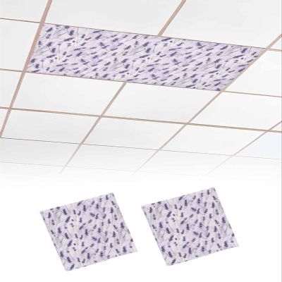 Abstract Plants 2 Pcs Fluorescent Light Covers for Ceiling Lights, Floral Purple Flowers Watercolor Style Magnetic Light Filters for Eliminate Harsh Glare Classroom Office Decoration, 4 x 2 Ft