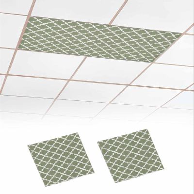 EwdeWwo Country 2 Pcs Fluorescent Light Covers for Ceiling Lights, Morocco Style Moss Green Magnetic Light Filters for Eliminate Harsh Glare Classroom Office Decoration, 4 x 2 Ft