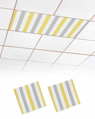 EwdeWwo Modern Art 2 Pcs Fluorescent Light Covers for Ceiling Lights, Gray Yellow Stripes Magnetic Light Filters for Eliminate Harsh Glare Classroom Office Decoration, 4 x 2 Ft
