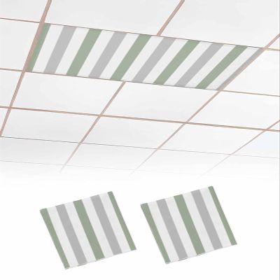 EwdeWwo Modern Art 2 Pcs Fluorescent Light Covers for Ceiling Lights, Gray Sage Green Stripes Magnetic Light Filters for Eliminate Harsh Glare Classroom Office Decoration, 4 x 2 Ft